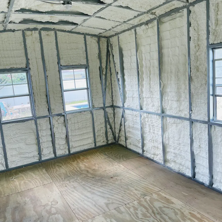 Closed-cell spray foam insulation applied to wall cavities in a residential project in Oak Lawn